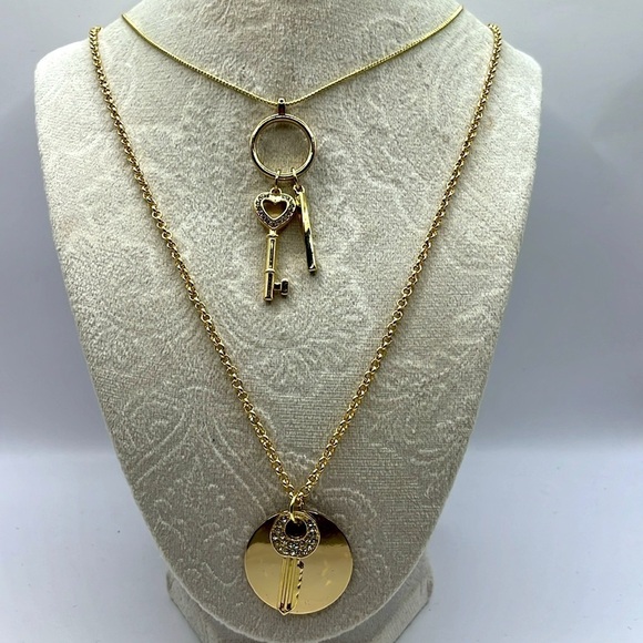 Key-Heart- Necklaces Layered Necklace Gold Tone with Rhinestones 🔑 ❤️ Necklace - Picture 3 of 14